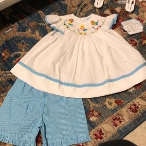 Nwt 18m smocked scooter girls short set